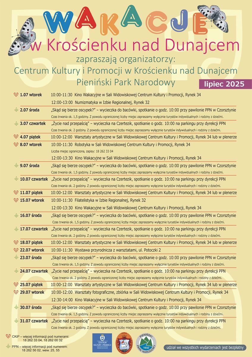 2025 plakat WAKACJE (CKiP Kroscienko + PPN)